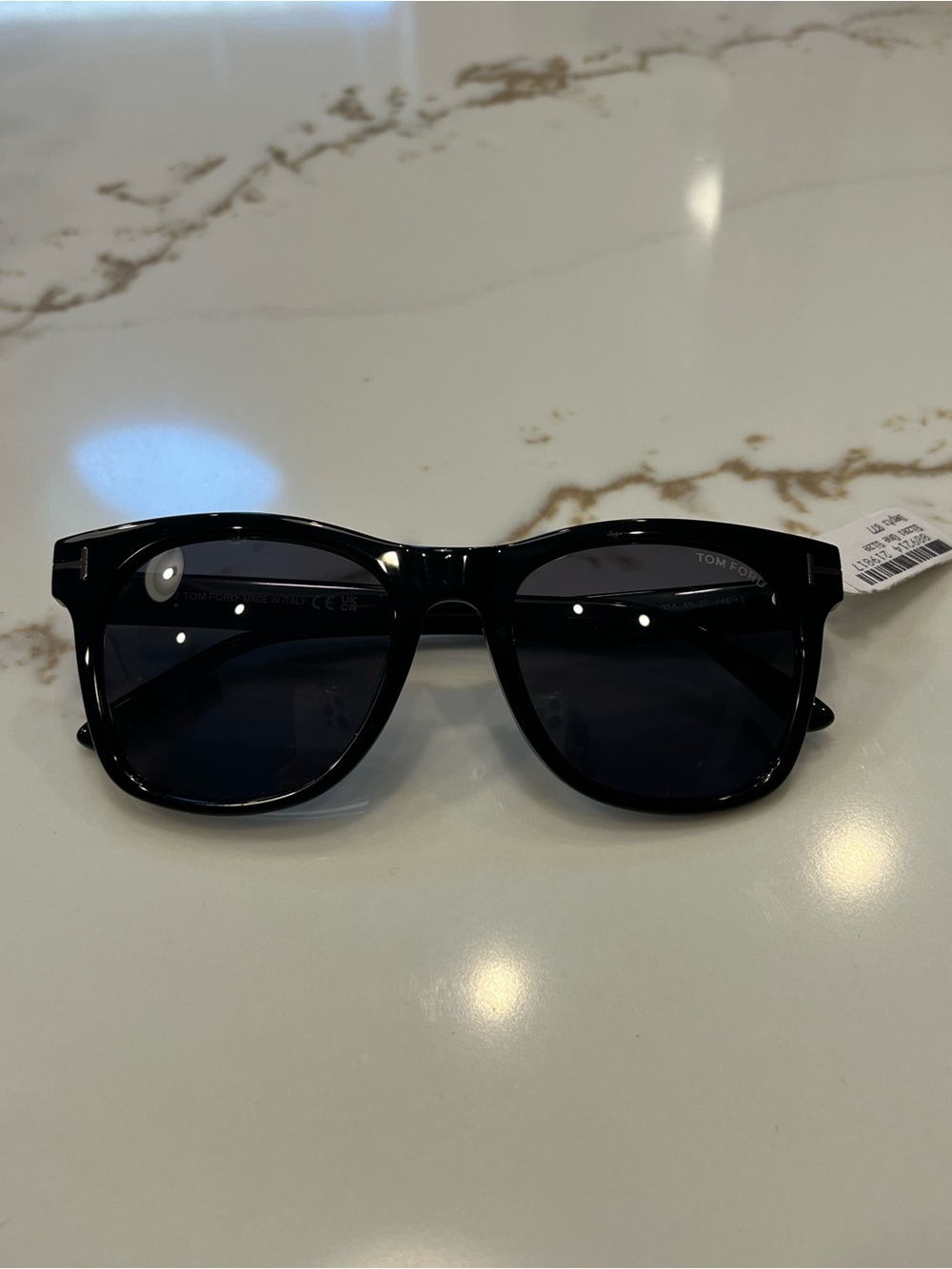 Tom Ford Black Gloss Sunglasses with Dark Lenses
